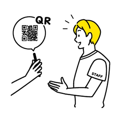 会場でQRコードを提示